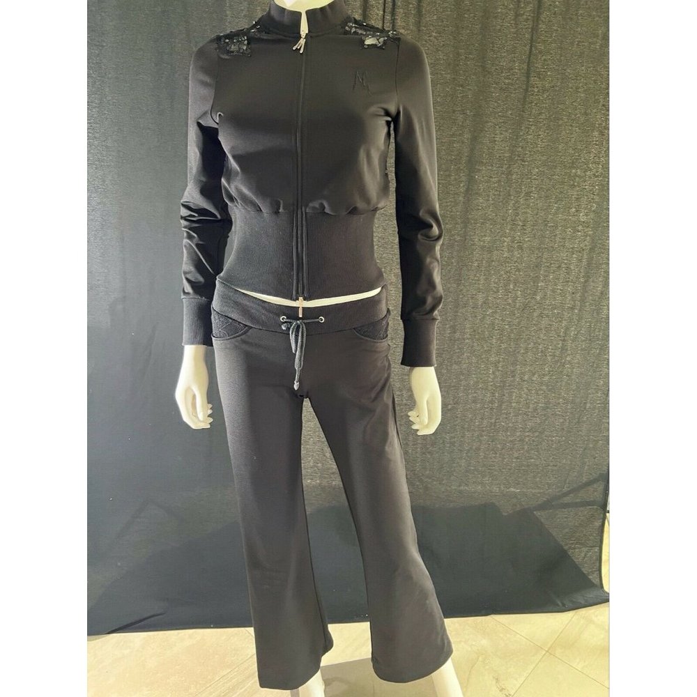 Marciano Suit Set Pants Wide Legs Jacket Full Zip Lace 100%Cotton XS